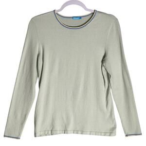 J McLaughlin Sz M Pullover Long Sleeve Sweater‎ Contrasting Trim Neckline Wrists